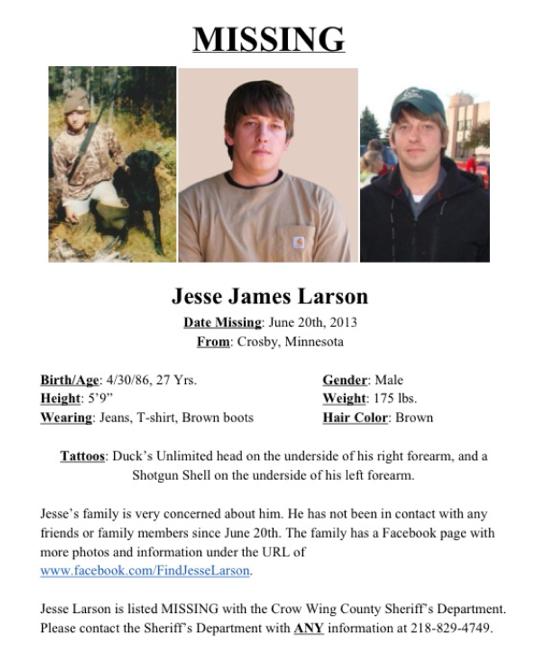 PLEASE HELP FIND JESSE LARSON